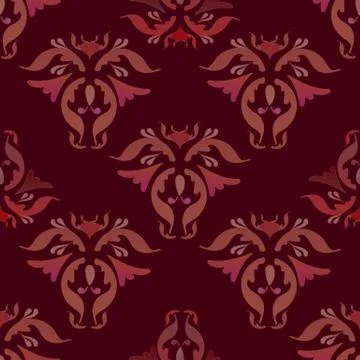 Abstract seamless pattern. Beautiful burgundy elements. Victorian era. Lilac Stock Illustration