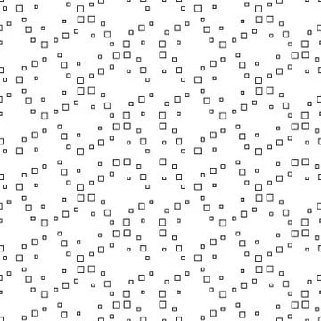 Abstract seamless pattern of black and white outline squares confetti. Modern Stock Illustration