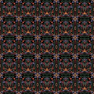 Abstract seamless pattern on a black background. Stock Illustration