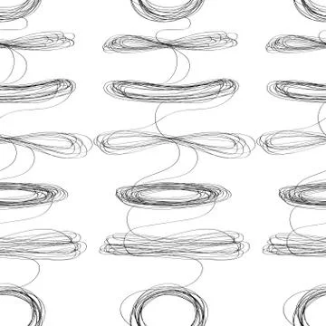 Abstract seamless pattern with black chaotic lines as a sign of infinity and Stock Illustration