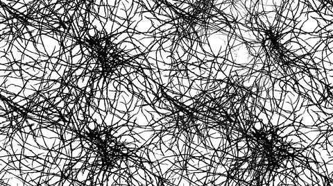 Abstract seamless pattern with black tangled messy lines over white backgro.. Stock Illustration