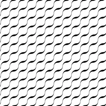 Abstract seamless pattern with black waves in diagonal arrangement on white Stock Illustration