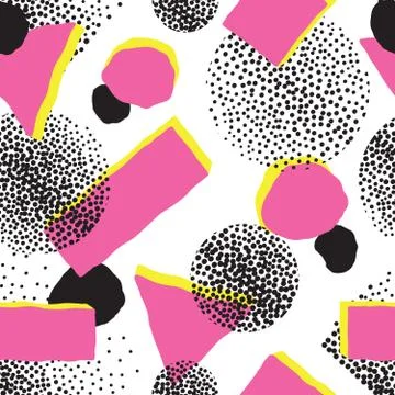 Abstract seamless pattern with blots and dots. Geometric dotted background Stock Illustration