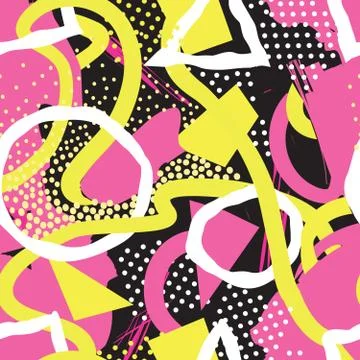 Abstract seamless pattern Blots, dots geometric background Illustrazione stock