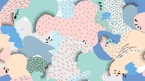 Abstract seamless pattern Blots, dots painted background Stock Illustration
