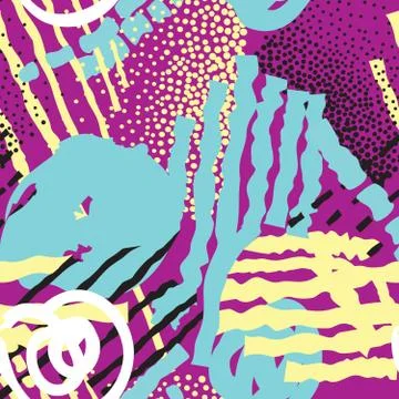 Abstract seamless pattern Blots, lines, dots background Stock Illustration