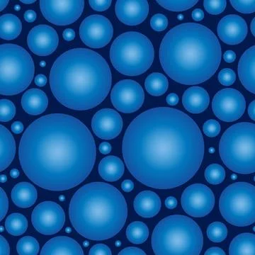 Abstract seamless pattern of blue balls of different diameters. Vector Stock Illustration