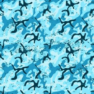 Abstract seamless pattern blue camouflage grunge Stock Illustration
