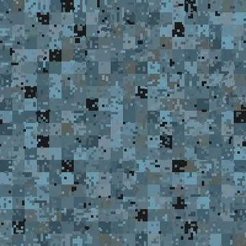 Abstract seamless pattern with blue colored chaotic squares on dark Stockillustratie
