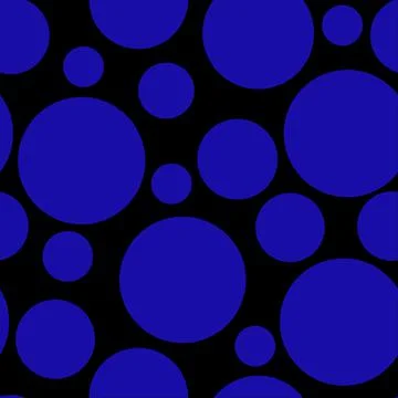 Abstract seamless pattern with blue different size balls on black Illustrazione stock