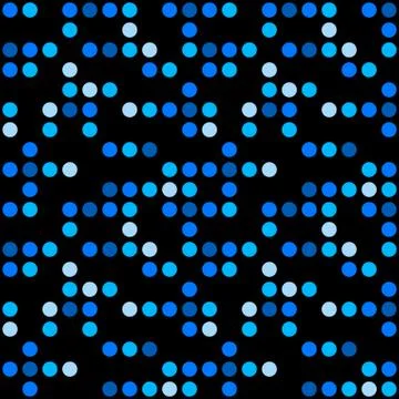 Abstract seamless pattern. Blue dots over black background. Vector Illustrati Stock Illustration