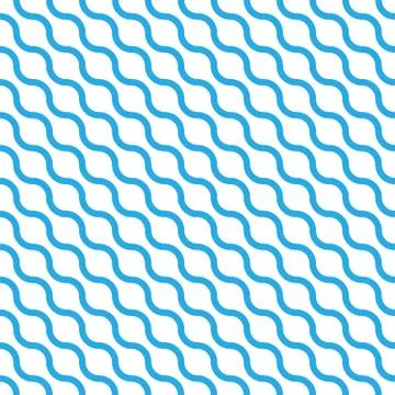 Abstract seamless pattern with blue waves in diagonal arrangement on white Stock Illustration