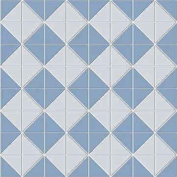 Abstract seamless pattern of blue white ceramic floor tiles. Square shape blo Stock Illustration