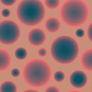 Abstract seamless pattern with bluebell voluminous different balls on salmon. Stock Illustration