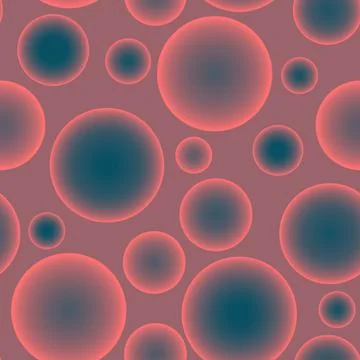 Abstract seamless pattern with bluebell voluminous different balls on pink. Stock Illustration