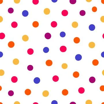 Abstract seamless pattern with bright colorful hand drawn polka dots on a white イラスト素材