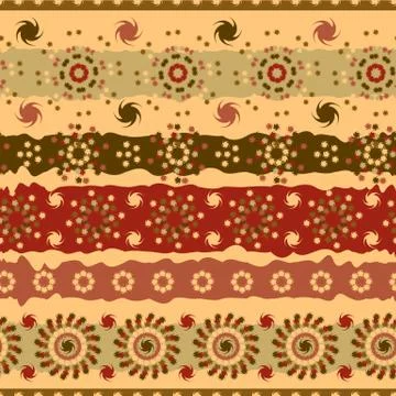 Abstract seamless pattern of brown floral elements Stock Illustration