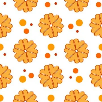 Abstract seamless pattern with bubbles and flowers Illustrazione stock