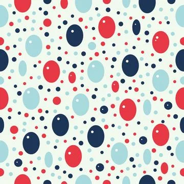 Abstract seamless pattern with bubbles. Red, blue circle spots on white 스톡 일러스트