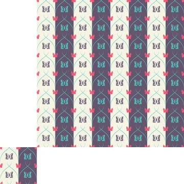 Abstract seamless pattern with butterflies, turquoise and white lines and p.. Stock Illustration