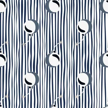Abstract seamless pattern in cartoon style with simple bomb elements. Striped 스톡 일러스트