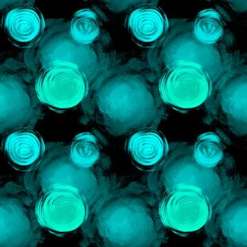 Abstract seamless pattern with circle of blue color on a black Stock Illustration