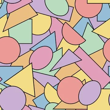 Abstract seamless pattern of circle, oval, square and triangle Stock Illustration