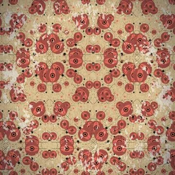 Abstract seamless pattern of circles and dashes Illustrazione stock