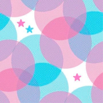 Abstract seamless pattern with circles and stars. Geometry vector pattern.  Stock Illustration