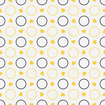 Abstract seamless pattern with circles and hearts. Colorful vector background Stock Illustration