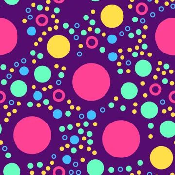 Abstract seamless pattern with circles on violet dark. Geometry pattern for f Illustrazione stock