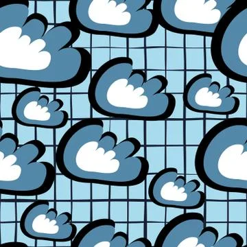 Abstract seamless pattern with cloud sky. Hand drawn cloud sky wallpaper. 库存插图
