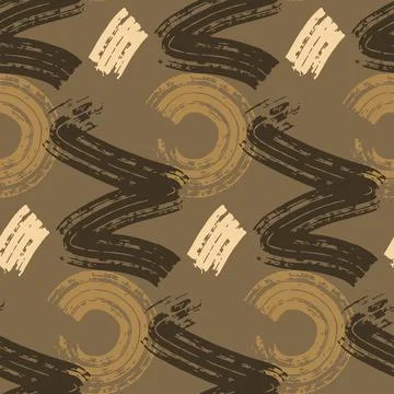 Abstract seamless pattern coffee brown beige paint stain. Design for fabric,  Stock Illustration