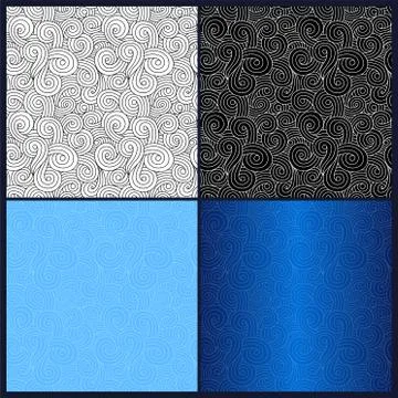 Abstract seamless pattern collection with spirals Stock Illustration