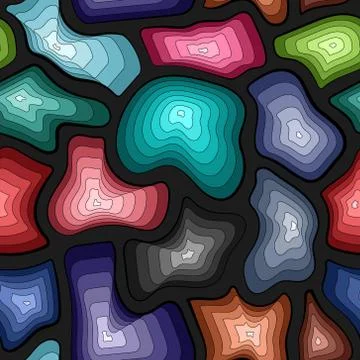 Abstract seamless pattern, with color concentric stripe pattern on dark backg Stock Illustration