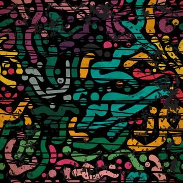 Abstract seamless pattern of colorful brush strokes on the dark Stock Illustration