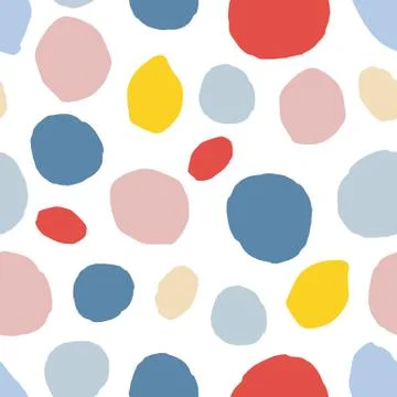 Abstract seamless pattern with colorful circle elements on white background. Stockillustratie