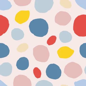 Abstract seamless pattern with colorful circle elements on pink background. Stock Illustration