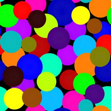 Abstract seamless pattern with colorful different size balls on orange. Stock Illustration