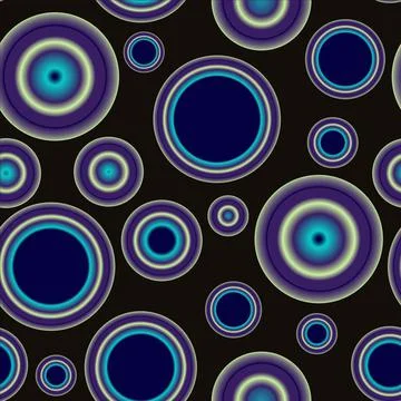 Abstract seamless pattern with colorful different size balls on black Stock Illustration