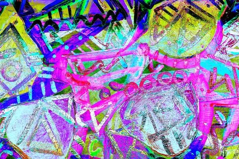 Abstract seamless pattern with colorful geometric shapes. Bright background f Stock Photos
