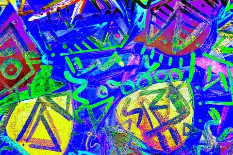 Abstract seamless pattern with colorful geometric shapes. Bright background f Stock Photos