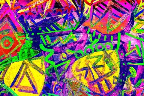 Abstract seamless pattern with colorful geometric shapes. Bright background f Stock Photos