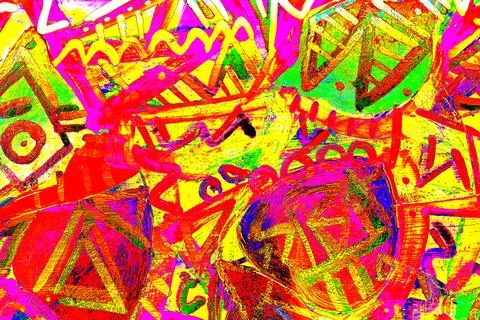 Abstract seamless pattern with colorful geometric shapes. Bright background f Foto stock