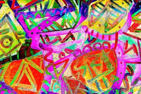 Abstract seamless pattern with colorful geometric shapes. Bright background f Stock Photos