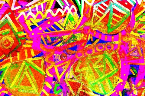 Abstract seamless pattern with colorful geometric shapes. Bright background f Stock Photos