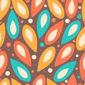 Abstract seamless pattern. Colorful leaves and dots. hand drawn vector 库存插图