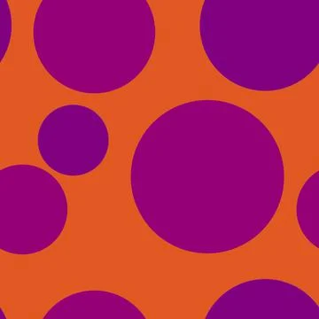 Abstract seamless pattern with colorful lilac different balls on orange. Stock Illustration
