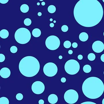 Abstract seamless pattern with colorful turquoise different balls on blue. Stock Illustration