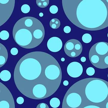 Abstract seamless pattern with colorful turquoise,gray balls on blue. Stock Illustration